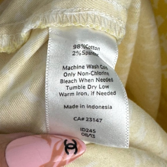 Talbots Cropped Pants Yellow Patterned Size 18W - Picture 8 of 8